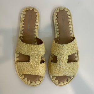 JEFFREY CAMPBELL ERNON RAFFIA SLIDE SANDALS Gently used
